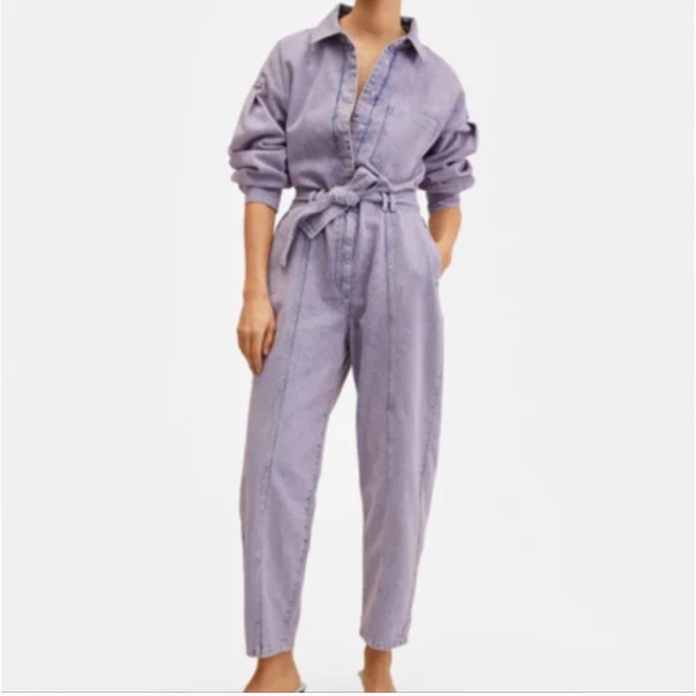 Mango denim purple acid wash jumpsuit